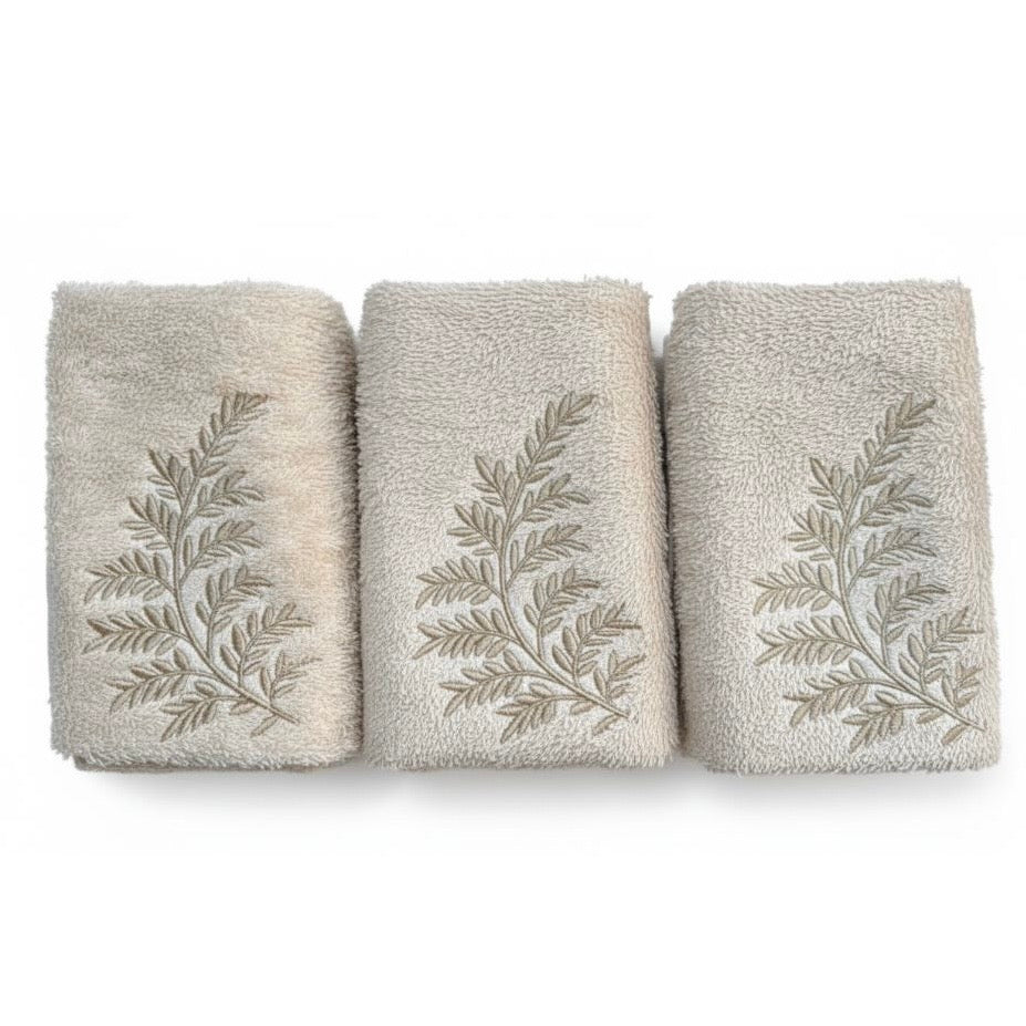 Beige Towel Embroidered Fujaire Set of 3