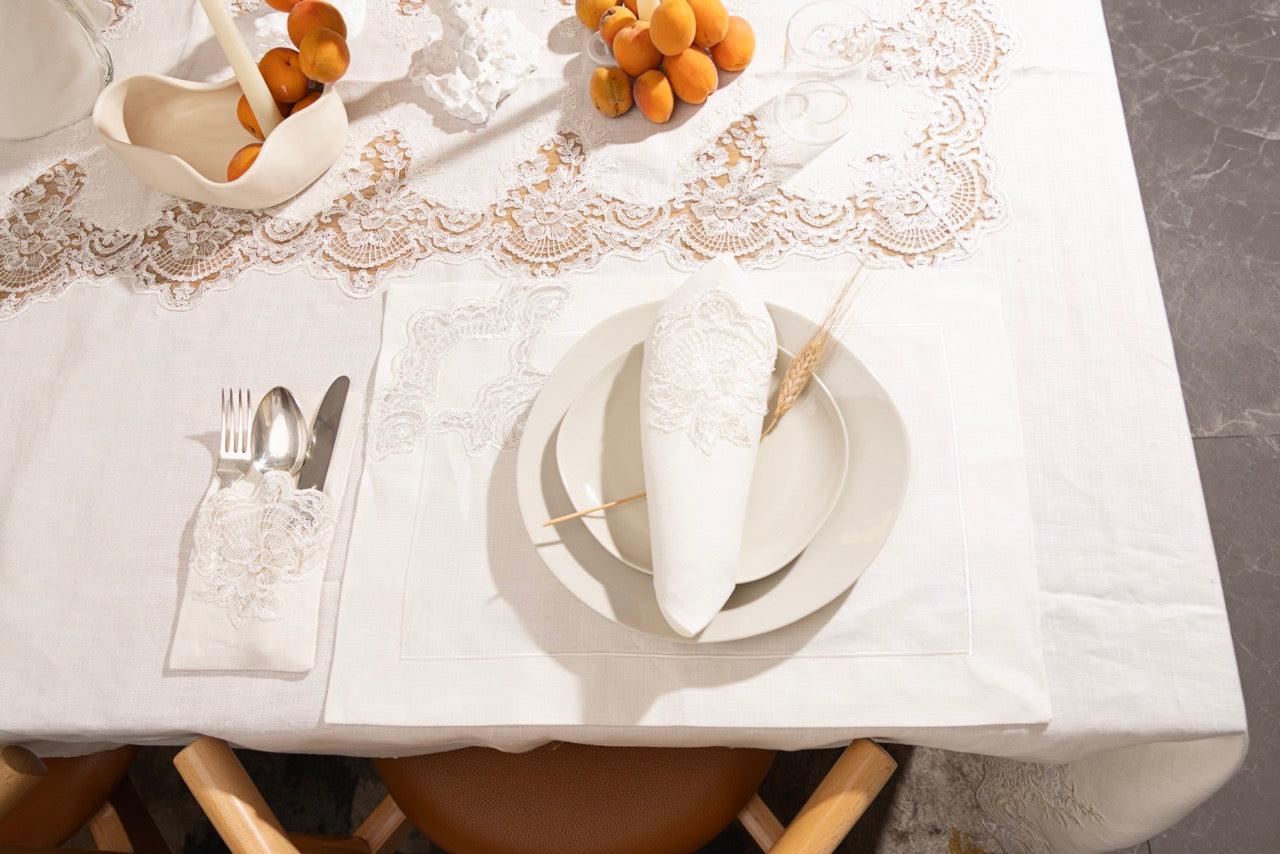 Dentelle Offwhite Placemat & Napkin - Set of 6