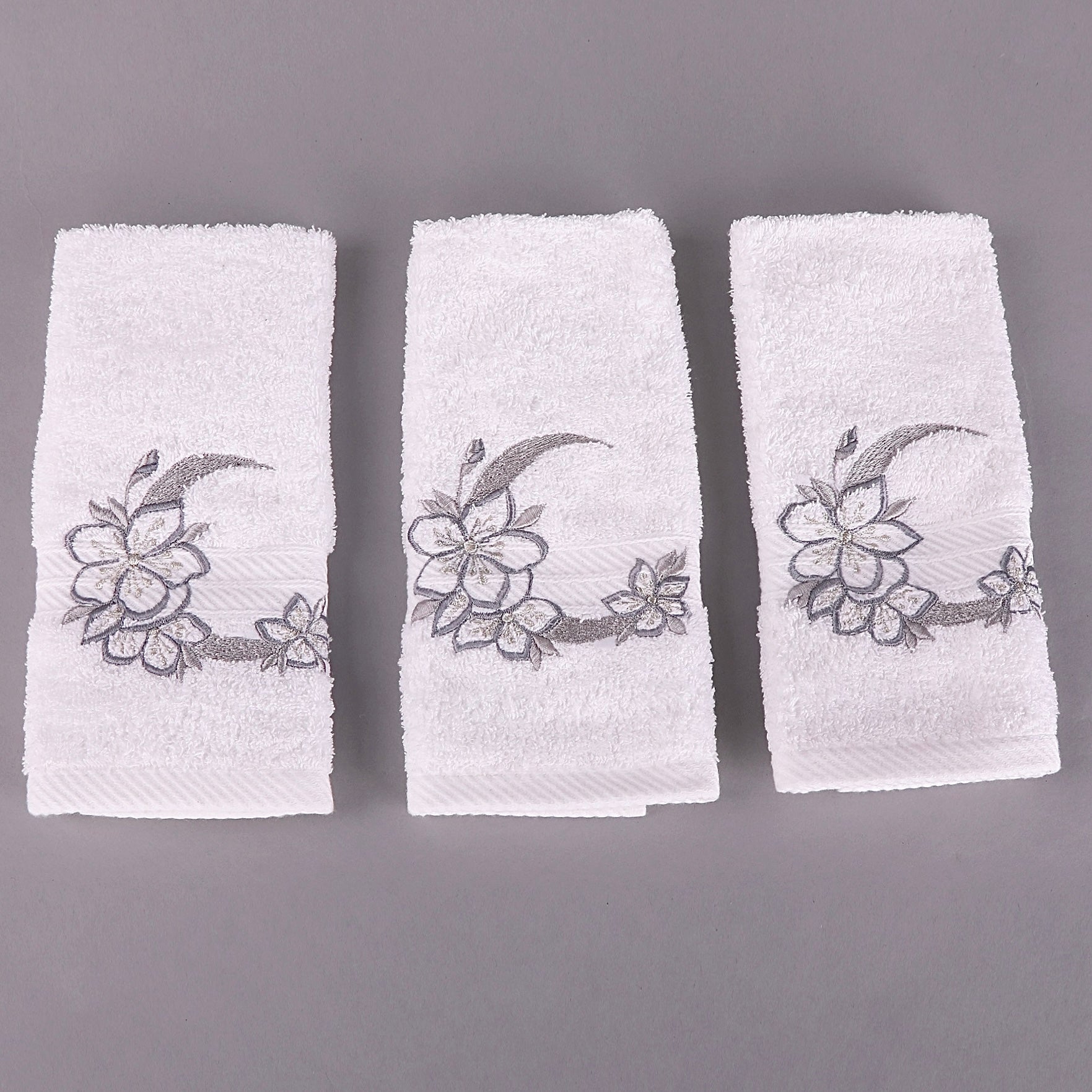 Embroidered Moon White Towels Set of 3