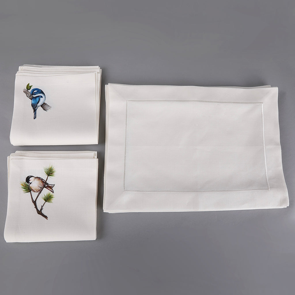 Hand Painted Bird Design Placemats Set