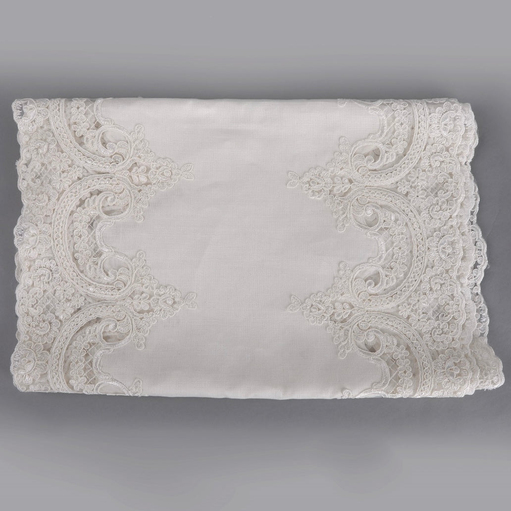 Off White Lace Embroidered Runner