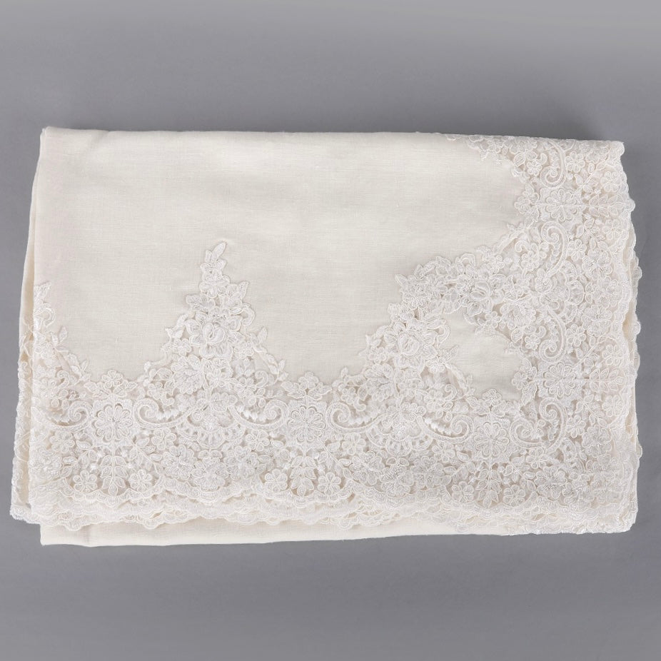 Off White Lace Embroidered Runner