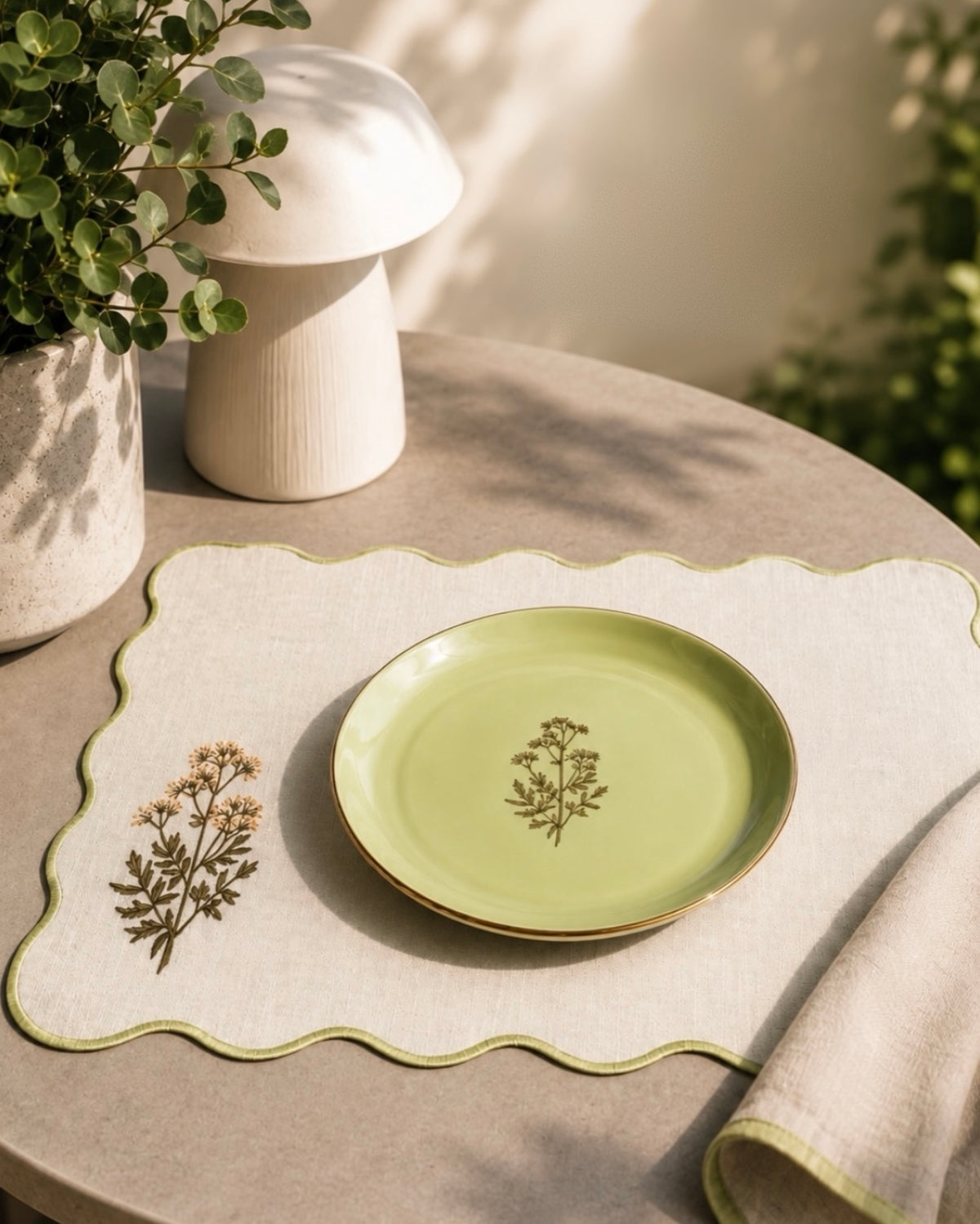 Achillea Pink Flower Bubble Placemat & Napkin - Set of 6
