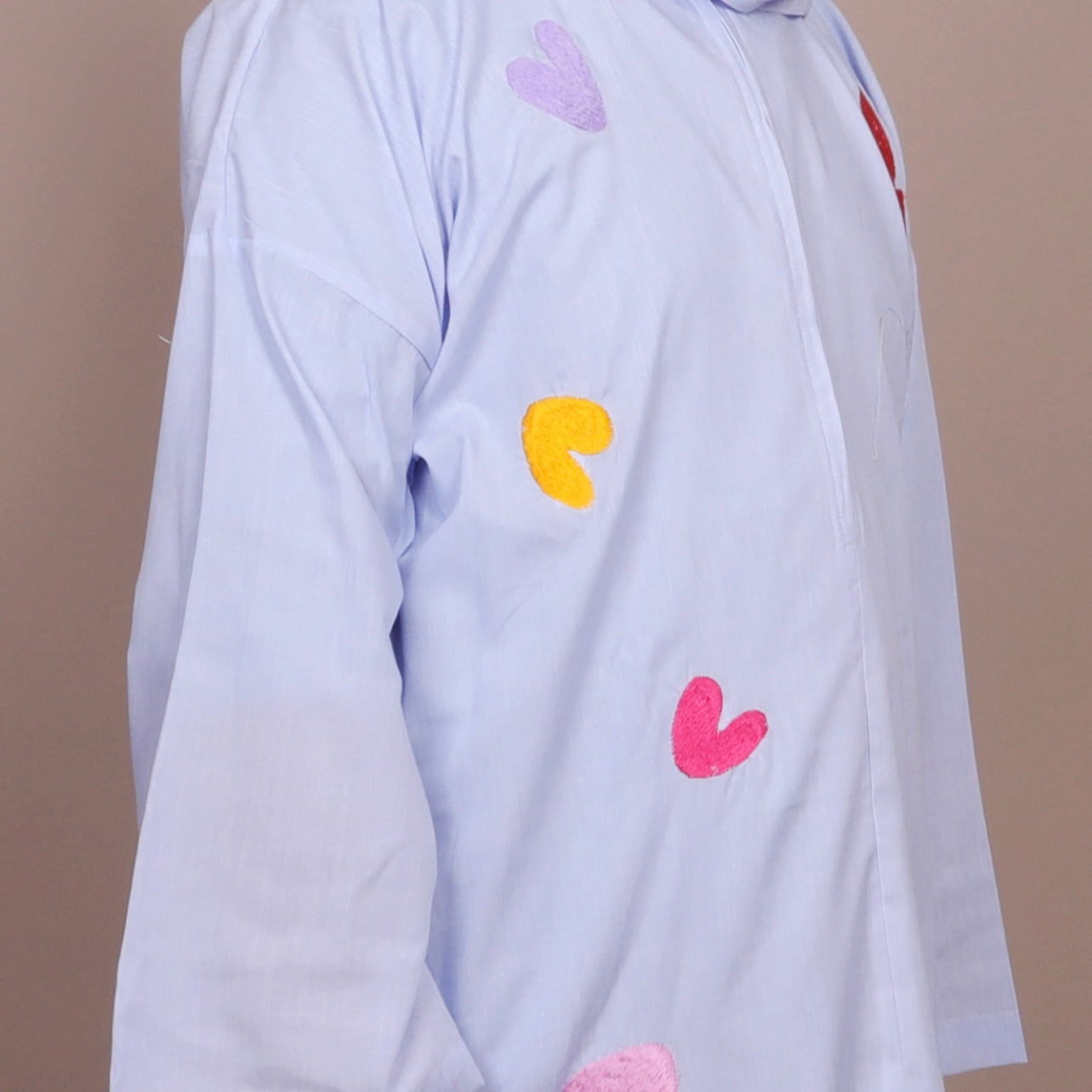 Blue Kids Prayer cloth 12 -14 years with hearts embroidery