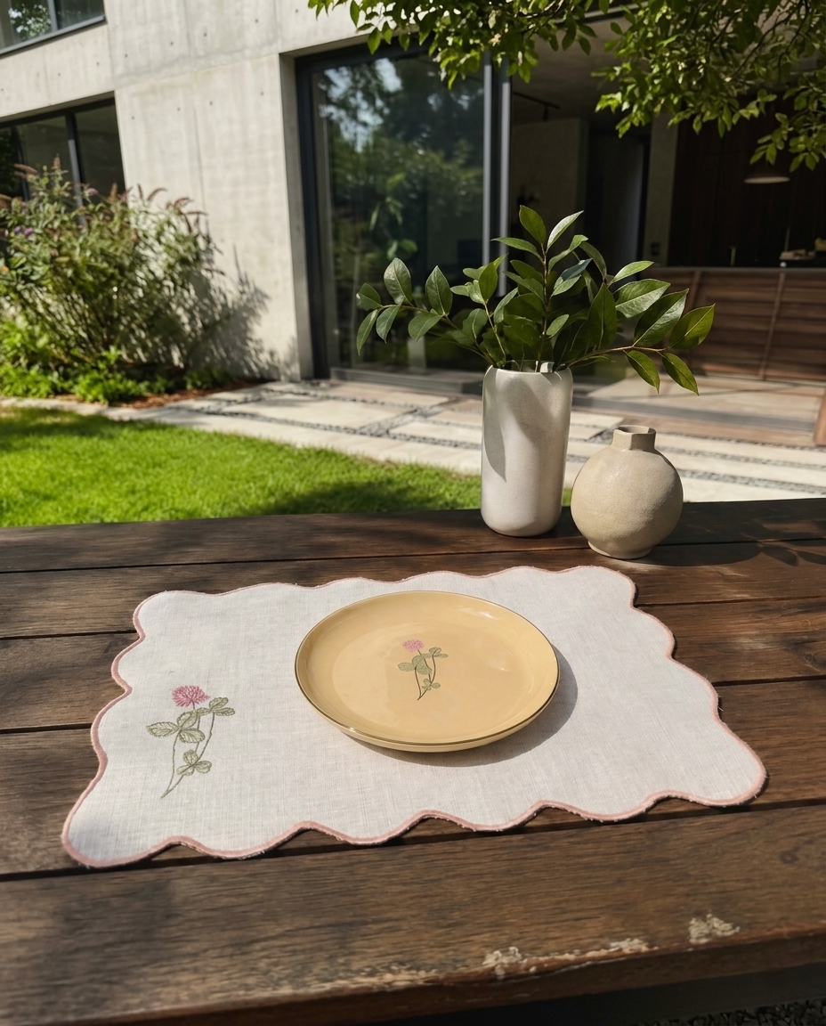 Pink Flower Bubble Placemat & Napkin - Set of 6