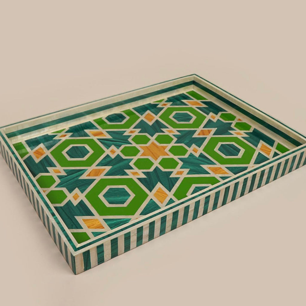 Green Mother Pearl Rectangular Tray
