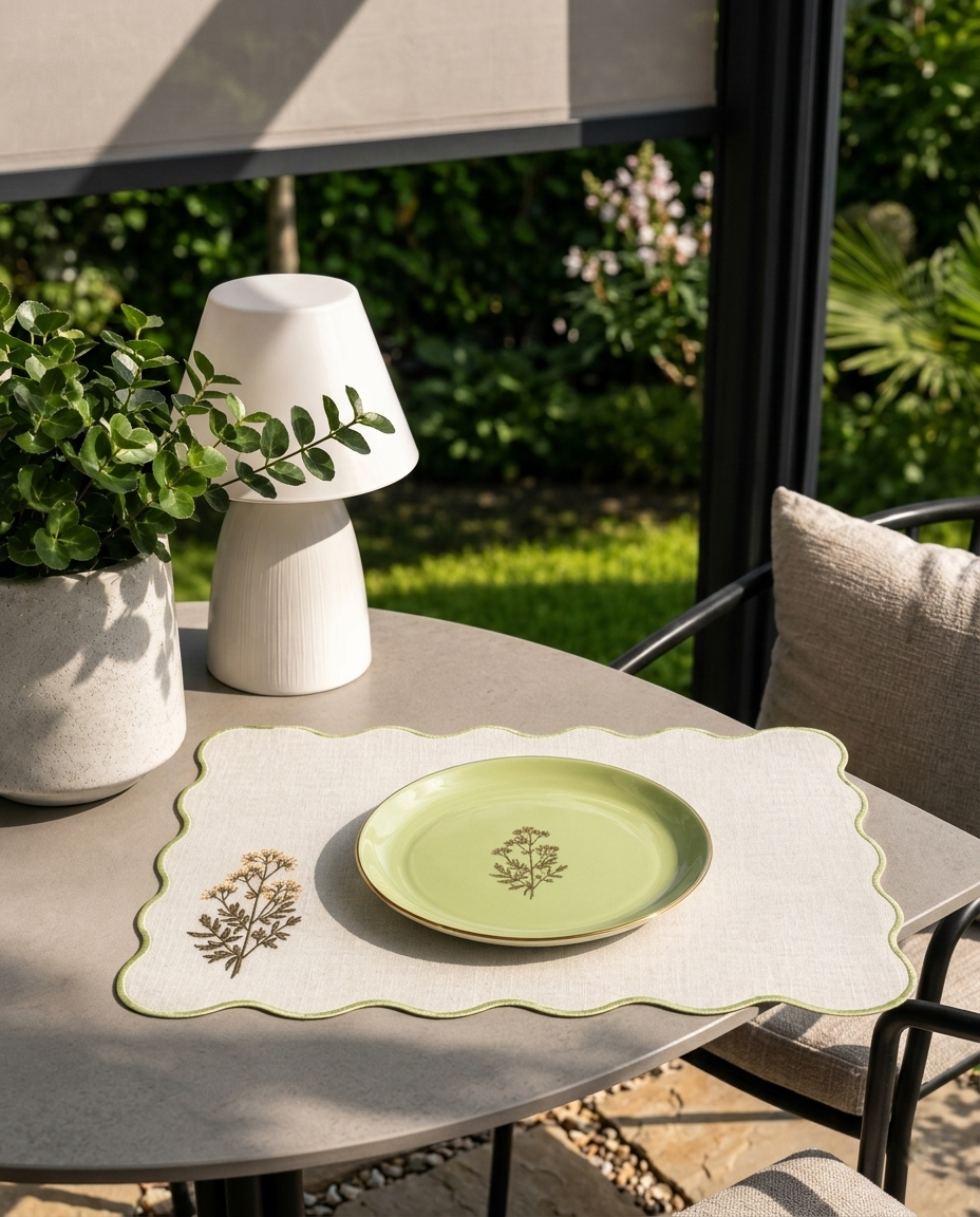Achillea Pink Flower Bubble Placemat & Napkin - Set of 6
