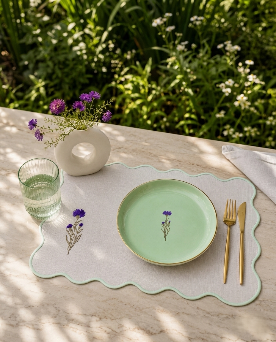 Pistachio Bubble Placemat & Napkin - Set of 6