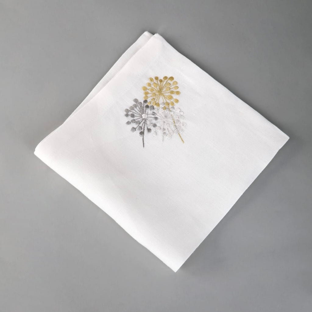 Grey Embroidered Flower Placemats Set