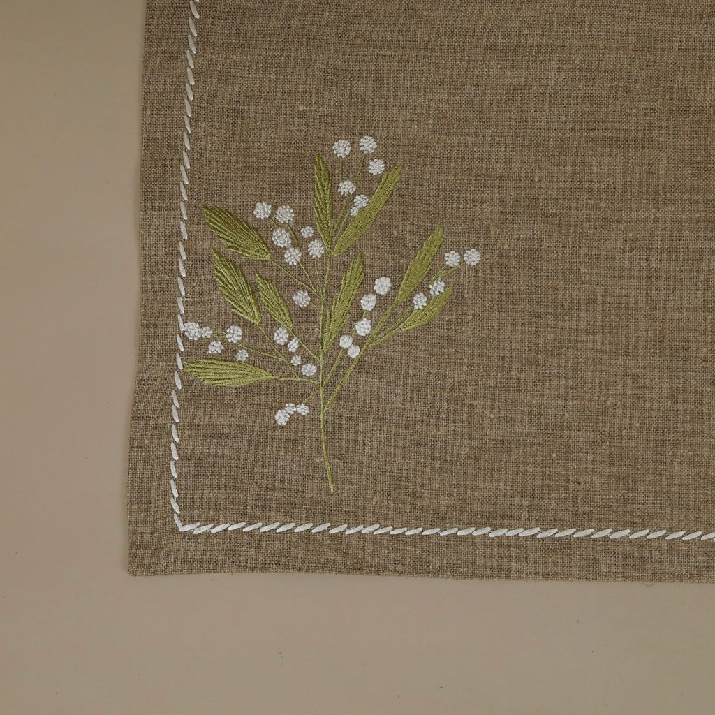 Beige Placemat & Napkin Yellow flower - Set of 6