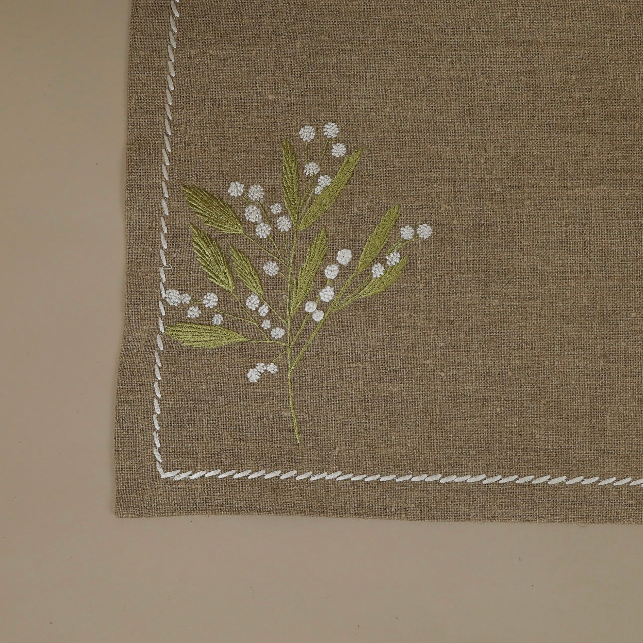 Beige Placemat & Napkin Yellow flower - Set of 6