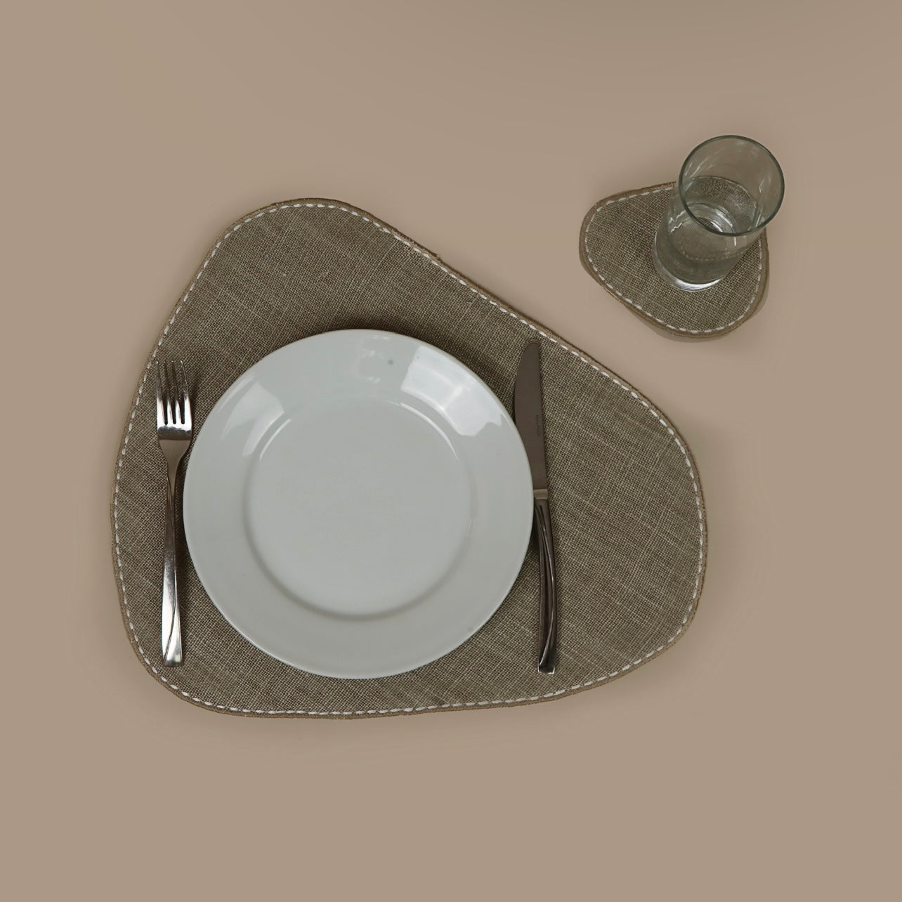 Placemat Beige stone with coasters set of 6
