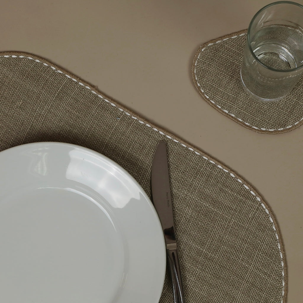 Placemat Beige stone with coasters set of 6