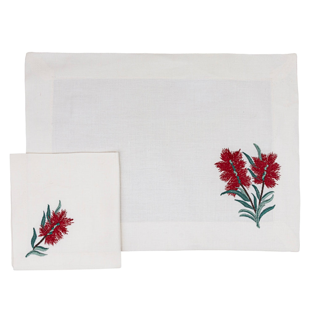 Christmas Flower Placemat & Napkin - Set of 6