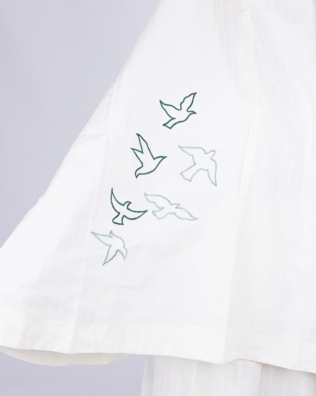 Cotton Prayer Cloth - Green Birds Embroidery