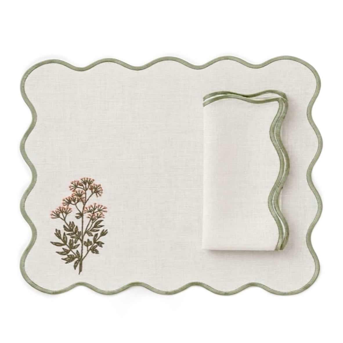 Achillea Pink Flower Bubble Placemat & Napkin - Set of 6