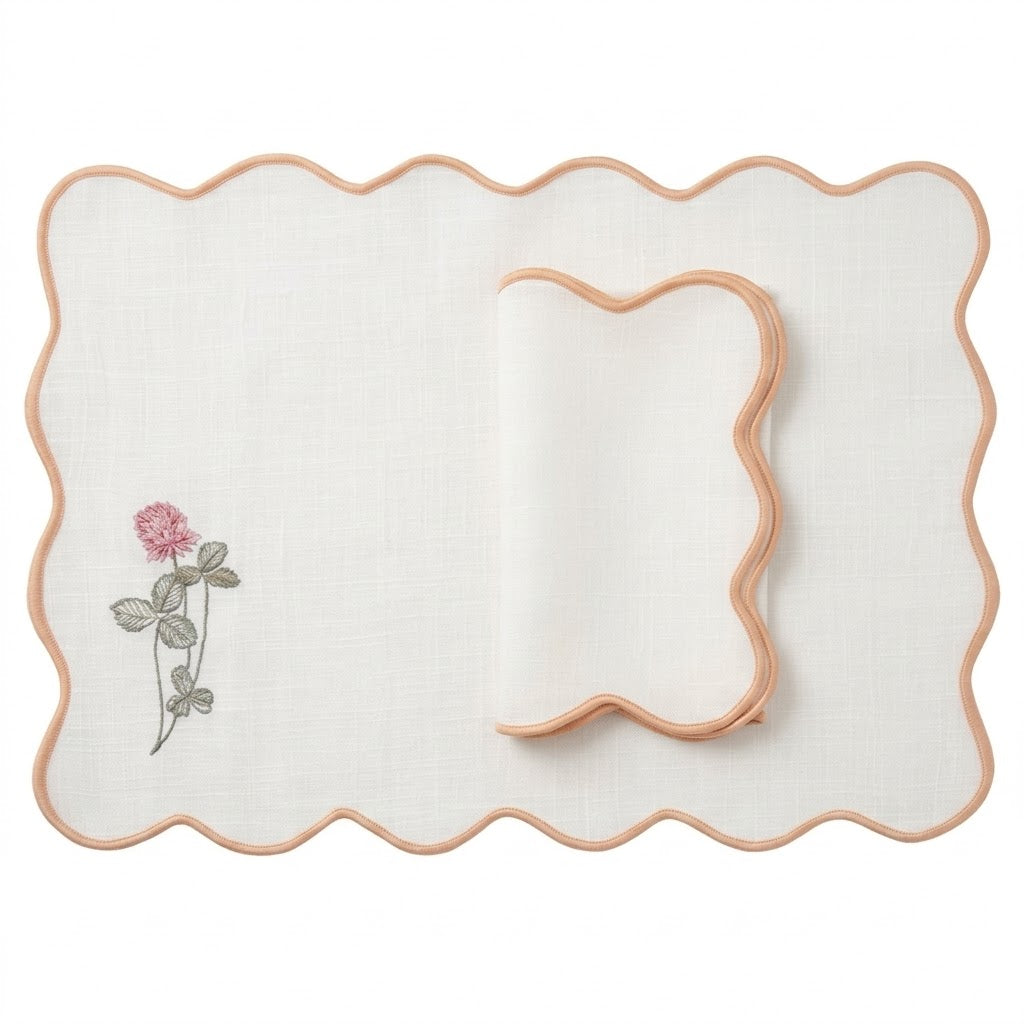 Pink Flower Bubble Placemat & Napkin - Set of 6
