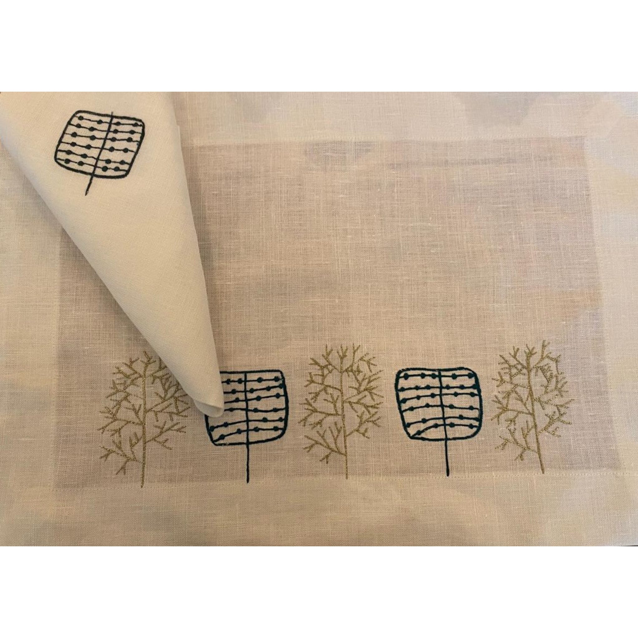 Placemats with napkins modern Christmas set of 6