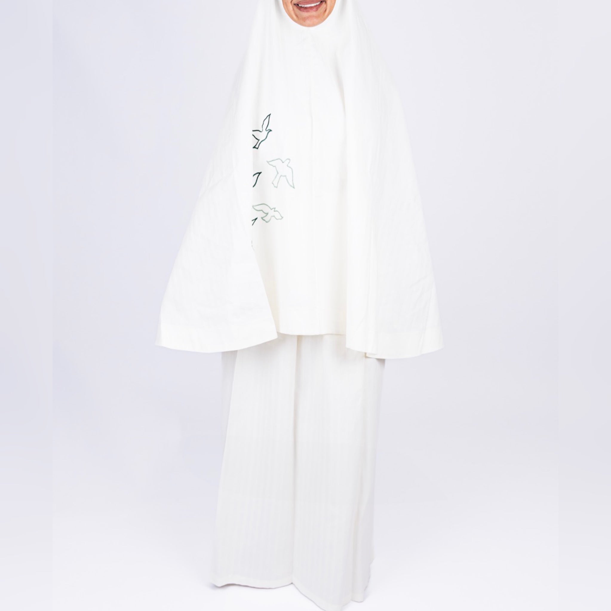 Cotton Prayer Cloth - Green Birds Embroidery