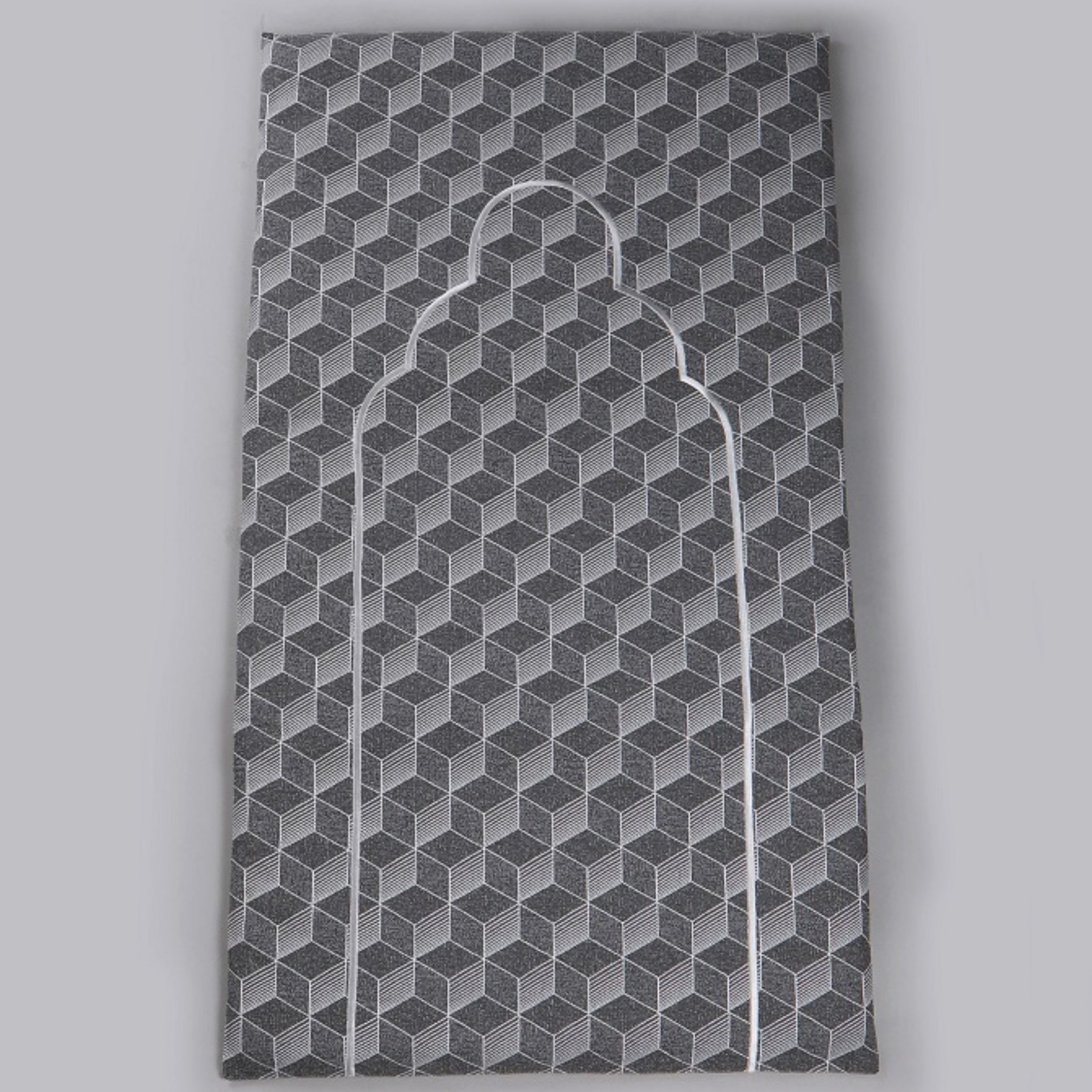 Dark Grey Geometry Design Embroidered Prayer Mat filled in 2cm dacron